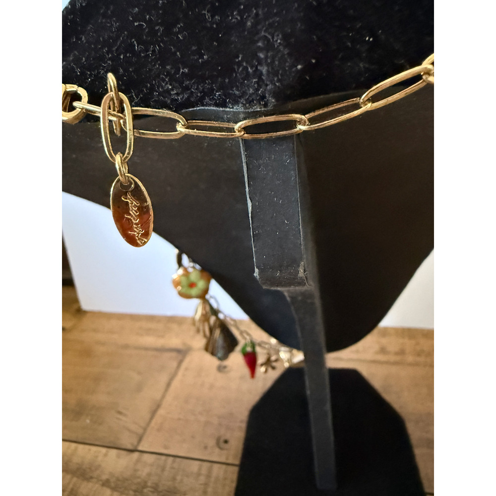 Free People Maxamillion Charm Necklace Flower Heart Evil Eye Gold Tone NWT - Picture 3 of 5